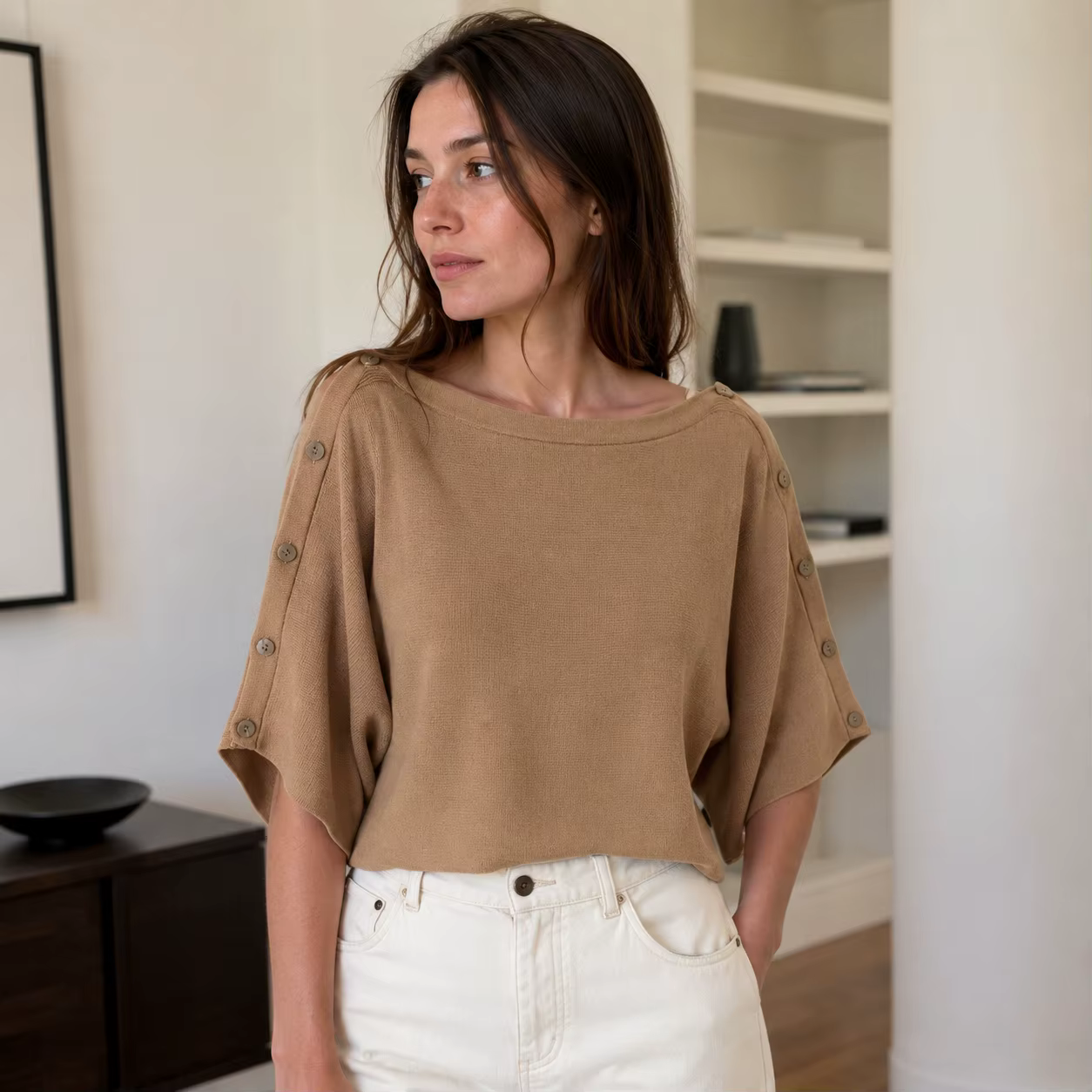 Pull en maille boutonné pour femme