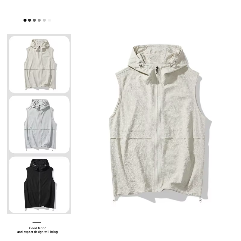 Vêtements de travail américains gilet sans manches veste pour hommes 2025 été nouvelle mode en plein air à capuche sport gilet décontracté
