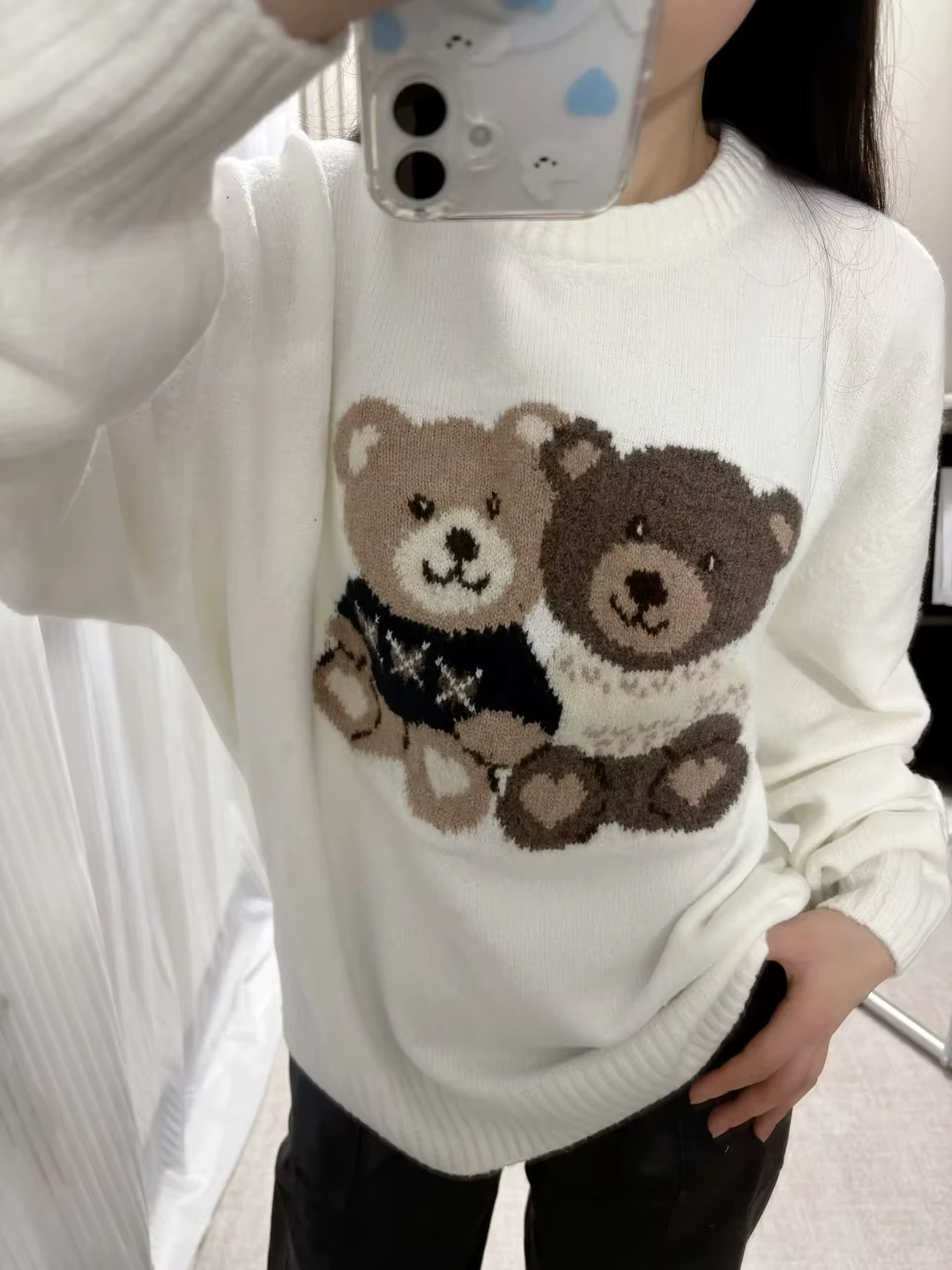 Pull tricoté en Jacquard ours pour femme