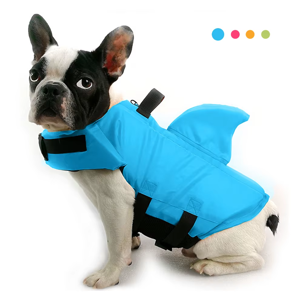 Gilet de sauvetage pour chien requin, flottabilité améliorée, vêtements de natation pour petits chiens, gilet de sécurité avec poignée pour chiens de taille moyenne et grande, surf