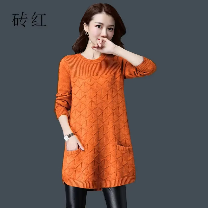 Nouvelles femmes pulls Long tricoté pull grande taille Femme printemps automne robe
