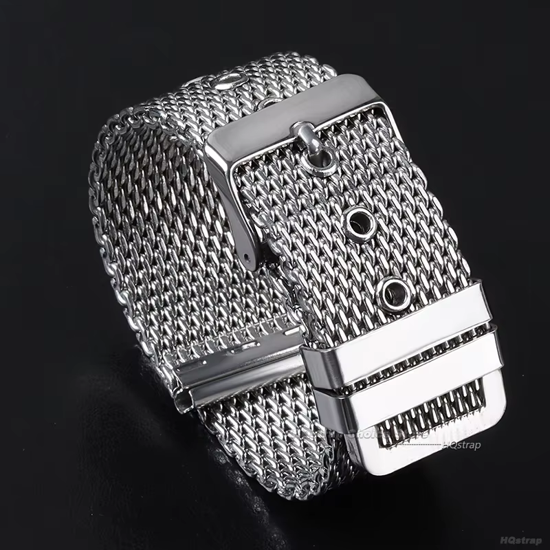 1.0 Bracelet de montre en acier inoxydable à boucle en maille milanaise pour Bracelet universel DW 18mm 20mm 22mm 24mm Bracelet pour Omega