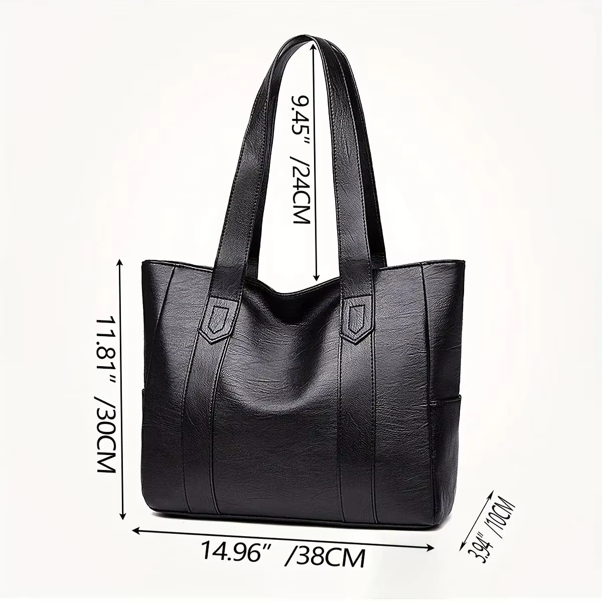 Sac à main vintage grande capacité pour femme, sac à bandoulière uni vintage, sac à main décontracté pour femme