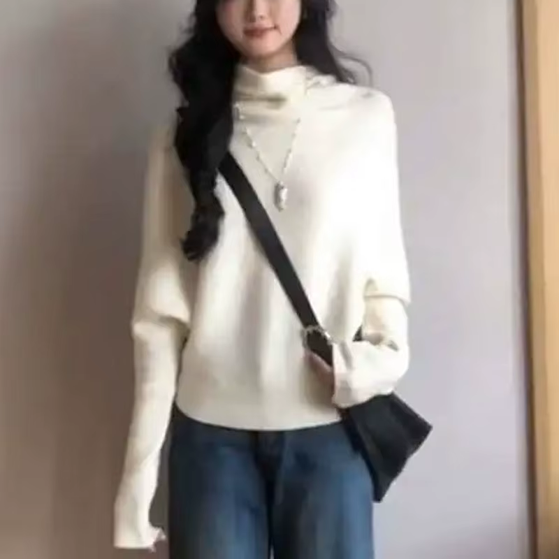 Pulls tricotés à col roulé et manches chauve-souris pour femmes 2026 – Nouveautés automne – Hauts tendance