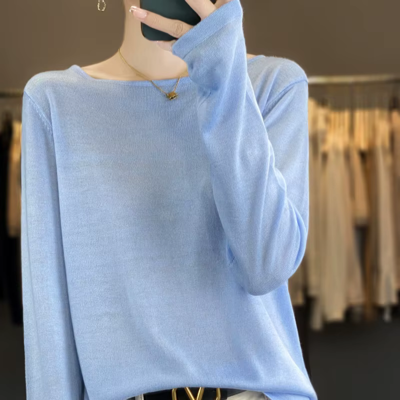 Pull en mélange de laine pour femme, pull à la mode, col un mot, manches longues, haute qualité, doux et soyeux, nouveau, 2025