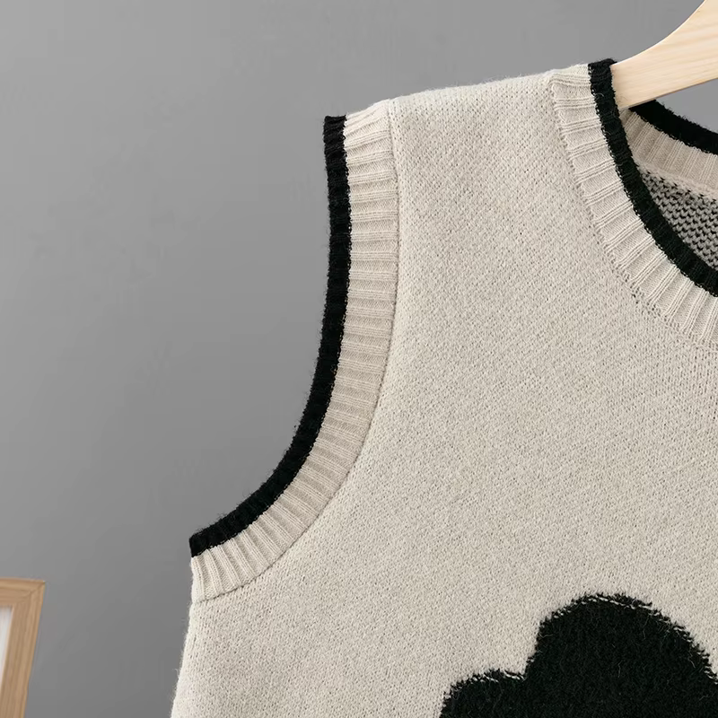Pull tricoté à fleurs coréennes pour femmes