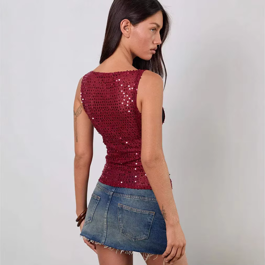 Gilet Sexy scintillant et ajusté pour femmes