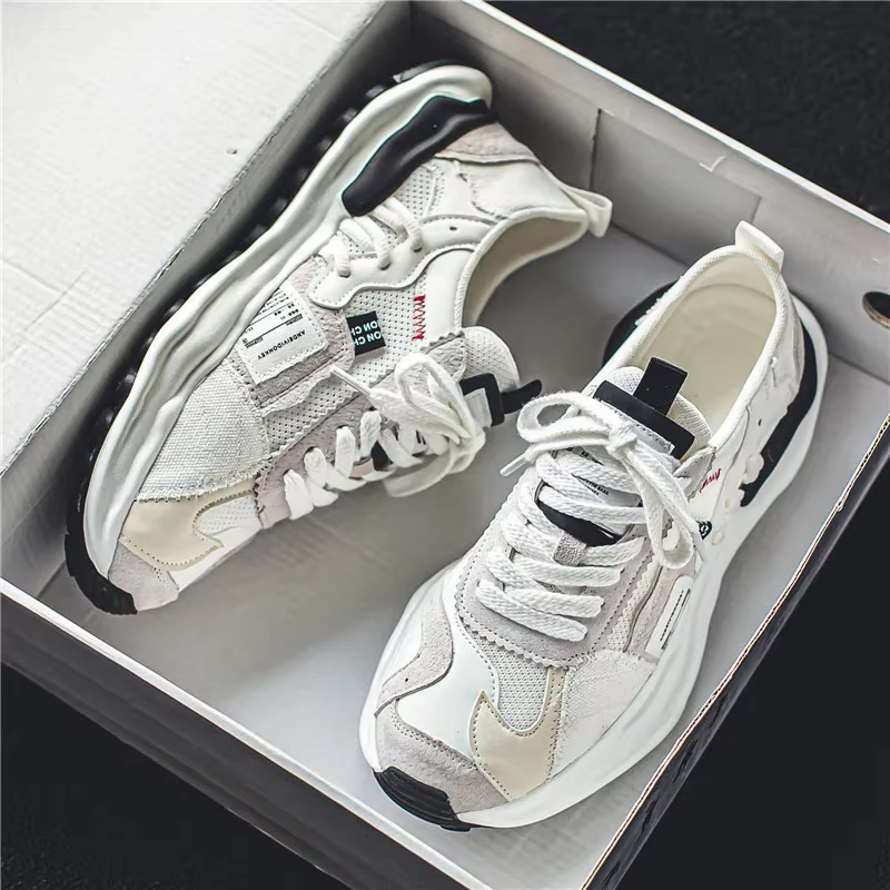Baskets à plateforme en maille respirante pour hommes, chaussures de sport canisées, confortables, baskets à lacets, été, nouveau