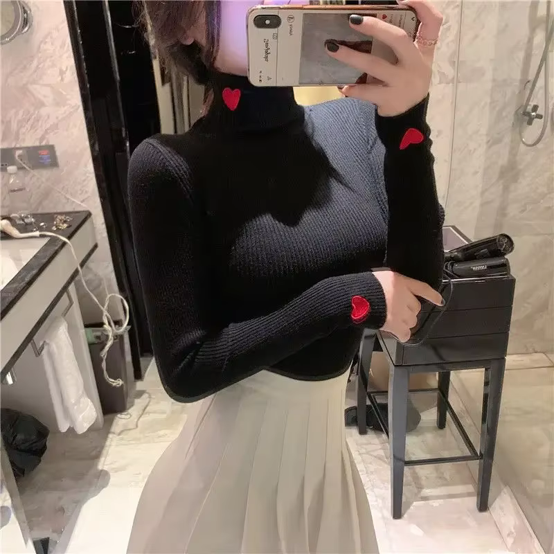 Pull en tricot à col roulé pour femme