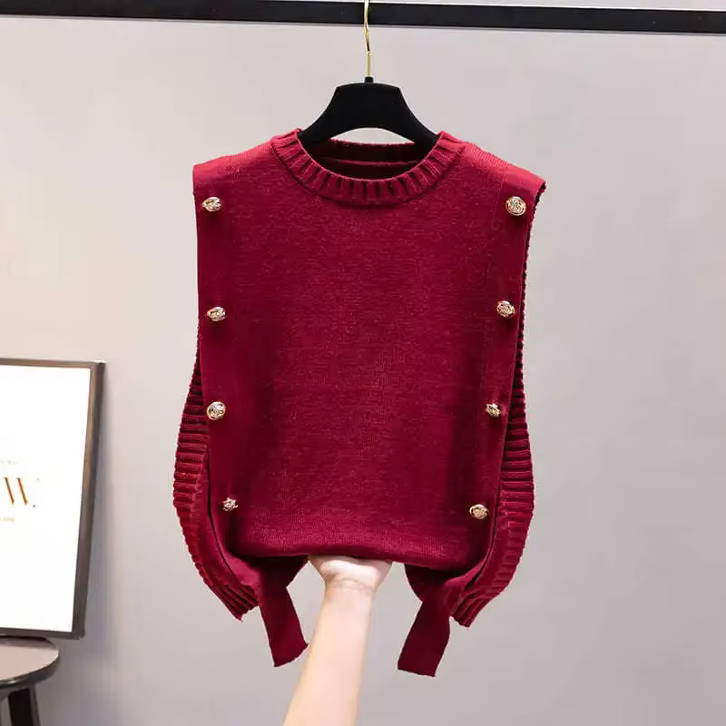Pull en tricot noir à col rond pour femme