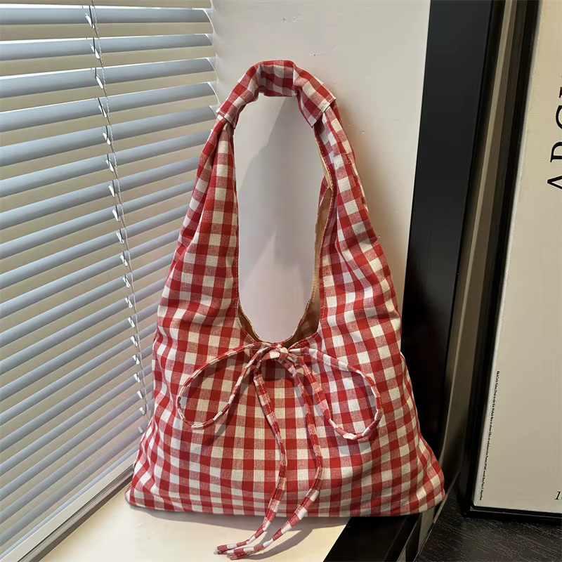 Sacs à bandoulière Vintage à carreaux pour femmes, grande capacité, polyvalent, gilet pour dames, léger, Portable, fourre-tout de Shopping