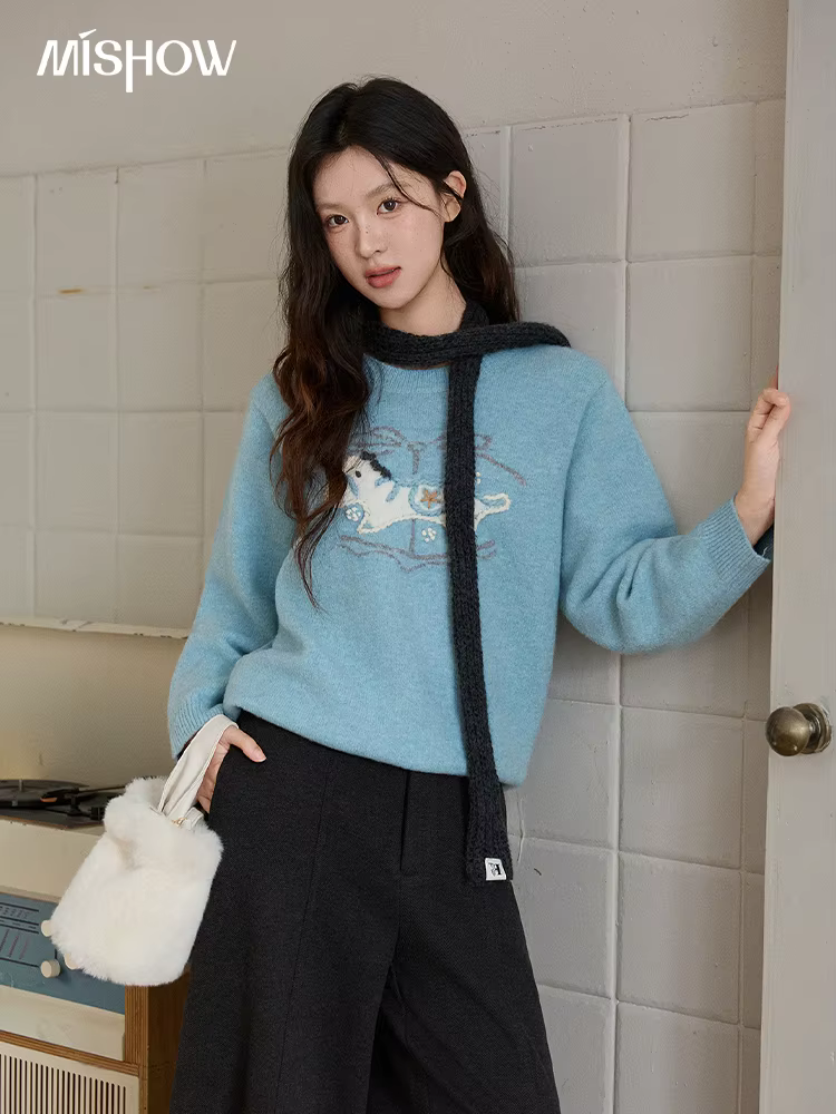 MISHOW pull Jacquard brodé à la main pour les femmes en automne hiver 2025