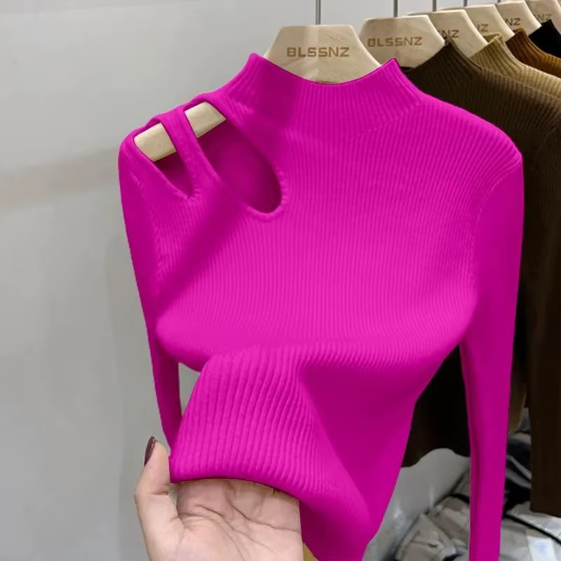 Col roulé tricoté femmes pull côtelé pulls automne hiver basique