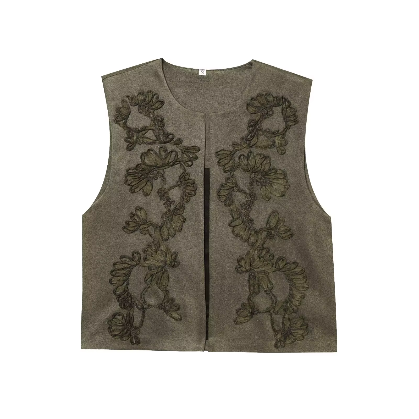 HH élégant femme sans manches décontracté Style de rue haut court femmes mode solide col rond broderie Design Vintage
