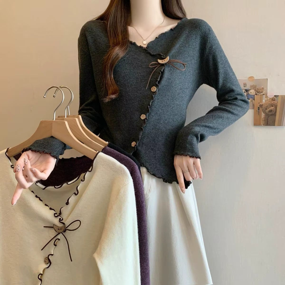 Pull à manches longues à Base d'oreille française