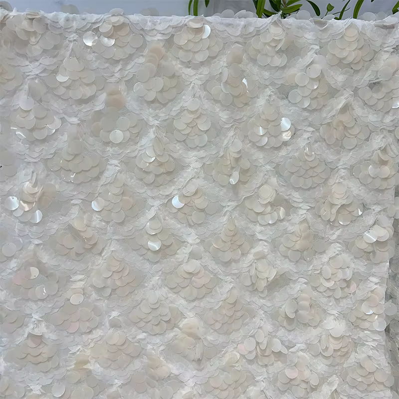 Tissu de Base en maille brodée de paillettes, tissu rond en dentelle à paillettes pour bricolage, robe de soirée de rosée, vêtements de spectacle