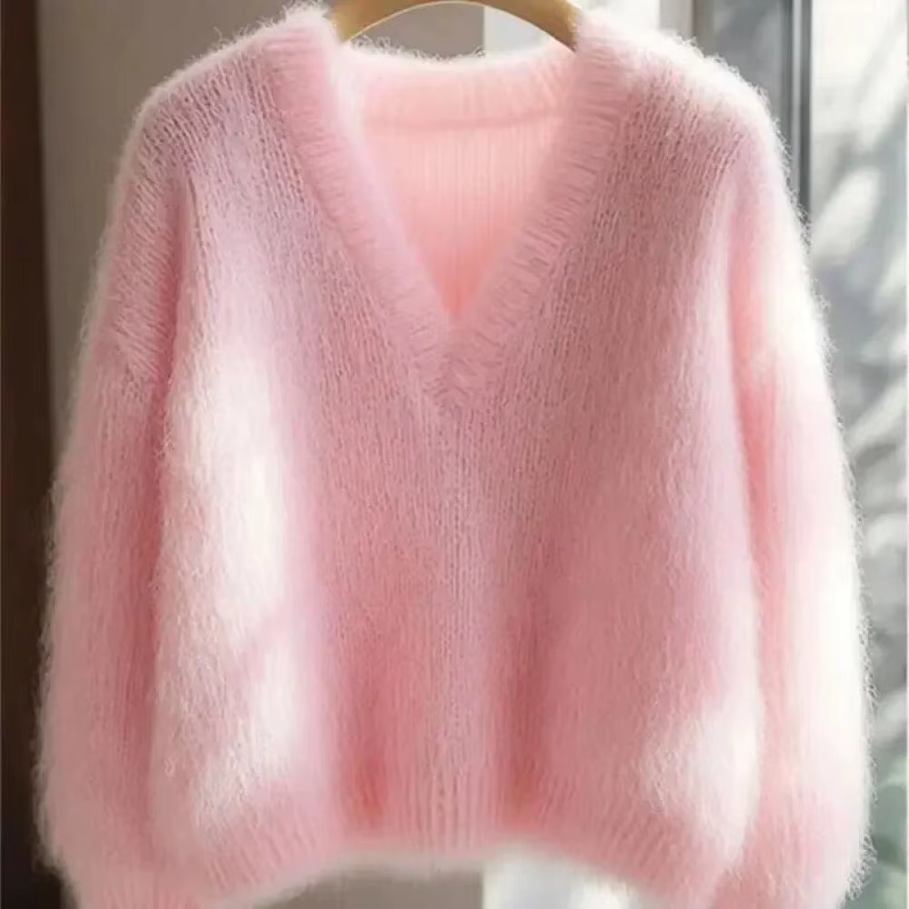 Pull en maille rose pastel pour femme