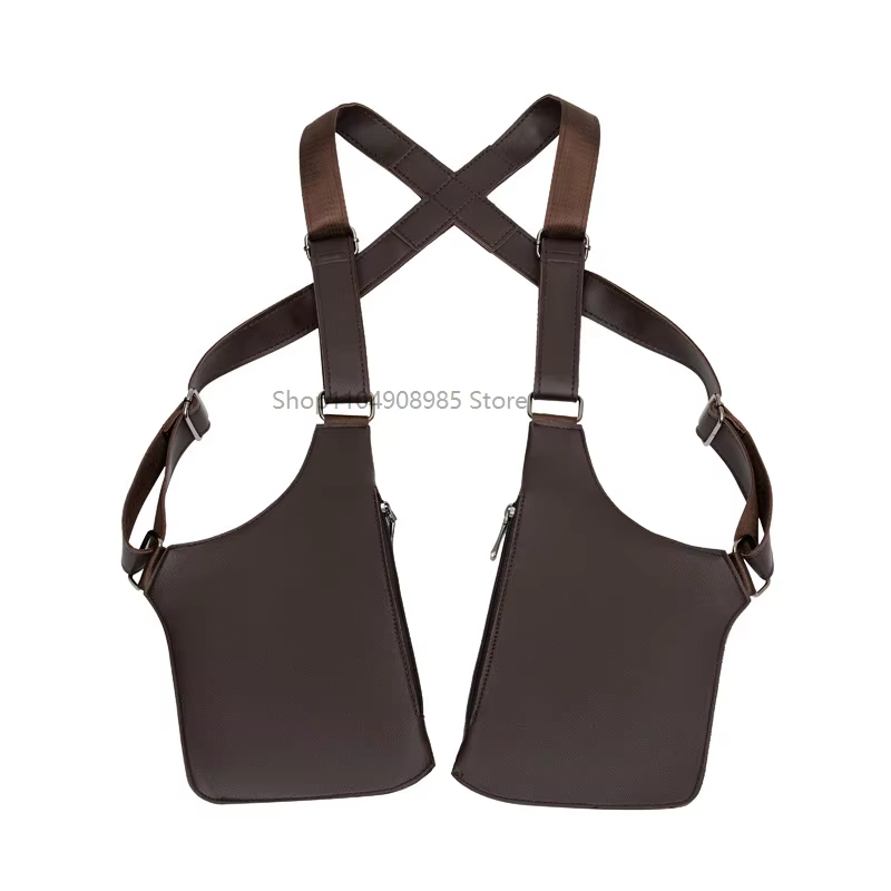 Sac de poitrine tactique pour homme en cuir PU de haute qualité, pochette pour téléphone, design vintage, sacoche sous le bras, accessoire de cosplay