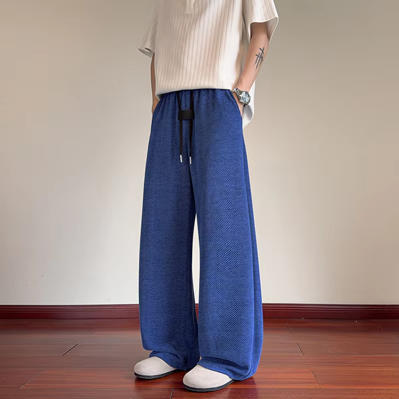 Pantalon de jogging en maille pour homme, coupe large, avec cordon de serrage, taille élastique, style décontracté, coupe athlétique, pantalon lanterne