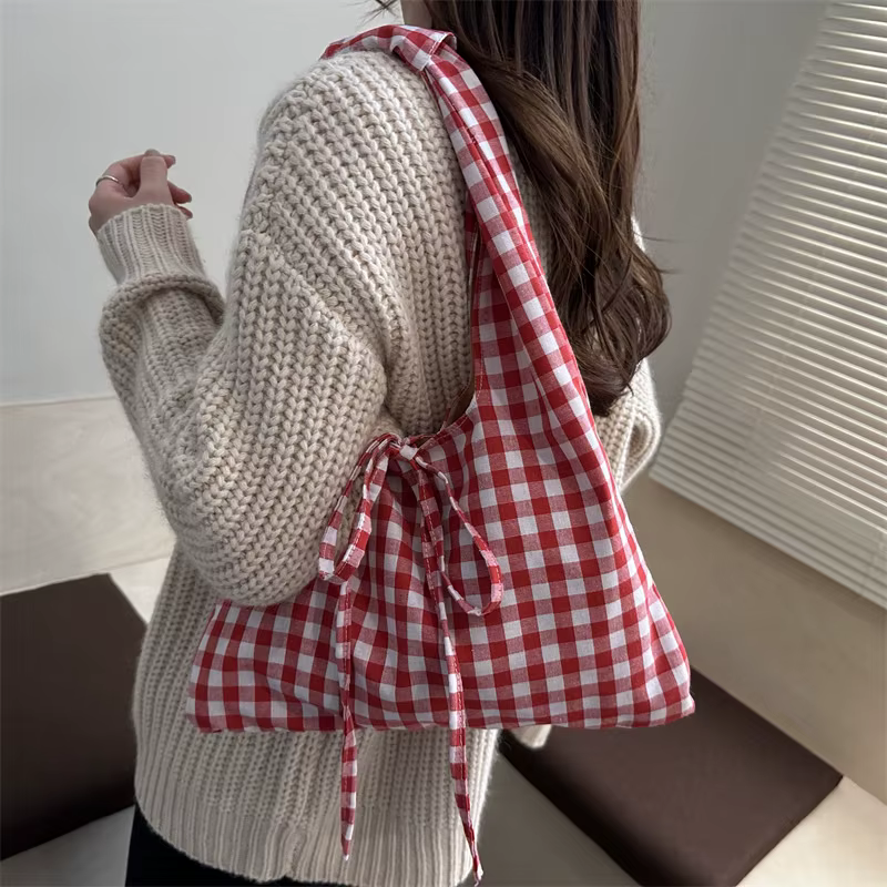 Sacs à bandoulière Vintage à carreaux pour femmes, grande capacité, polyvalent, gilet pour dames, léger, Portable, fourre-tout de Shopping