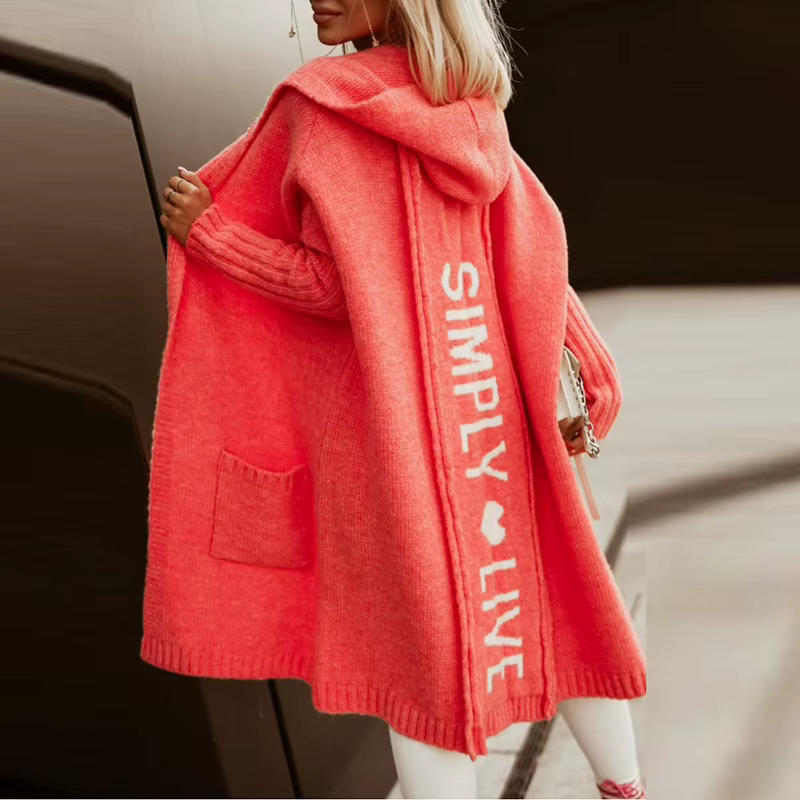 Cardigan à Capuche Long et Élégant pour Femme