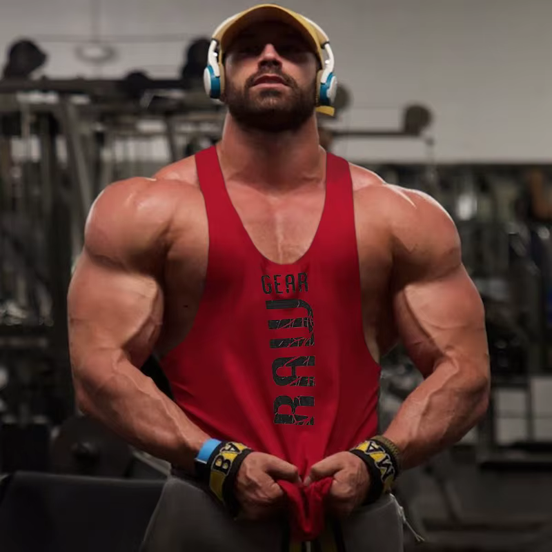 Haut sans manches Sexy à col en v profond, doux et confortable, gilet jaune en coton pour hommes, gilet respirant de sport décontracté absorbant la sueur
