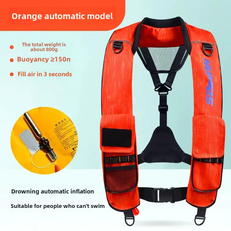 Hommes femmes gilets de pêche automatique gonflable léger Portable adulte professionnel grande flottabilité gilet de sauvetage pour la pêche natation