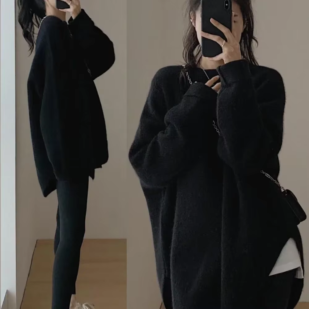 Pull femme Long rouge haut en tricot