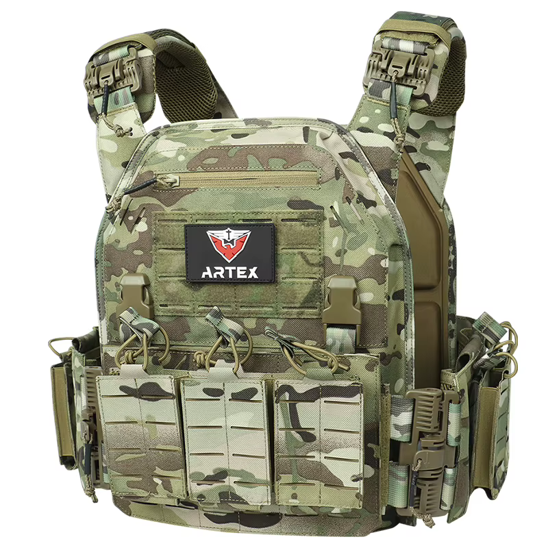 Gilet tactique porte-plaque de Paintball, tissu 1000D, porte-plaque à dégagement rapide, plaque découpée au Laser avec Triple pochette pour magazines 