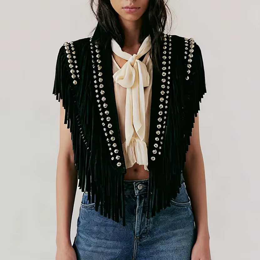 Gilet à franges pour femme