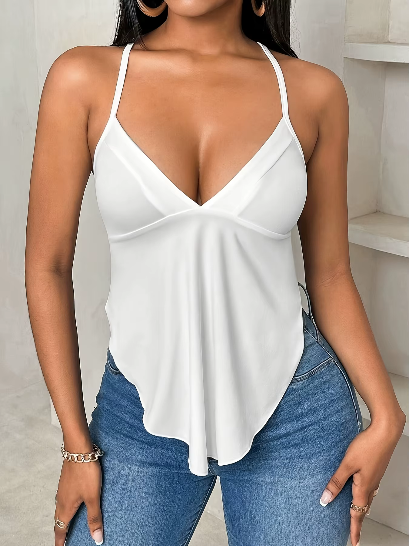 Gilet tissé surdimensionné blanc pour femme