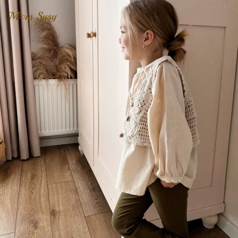 Robe gilet Vintage en dentelle pour bébé fille, sans manches, tenue de printemps, d'automne et d'été, vêtements pour bébé de 1 à 10 ans