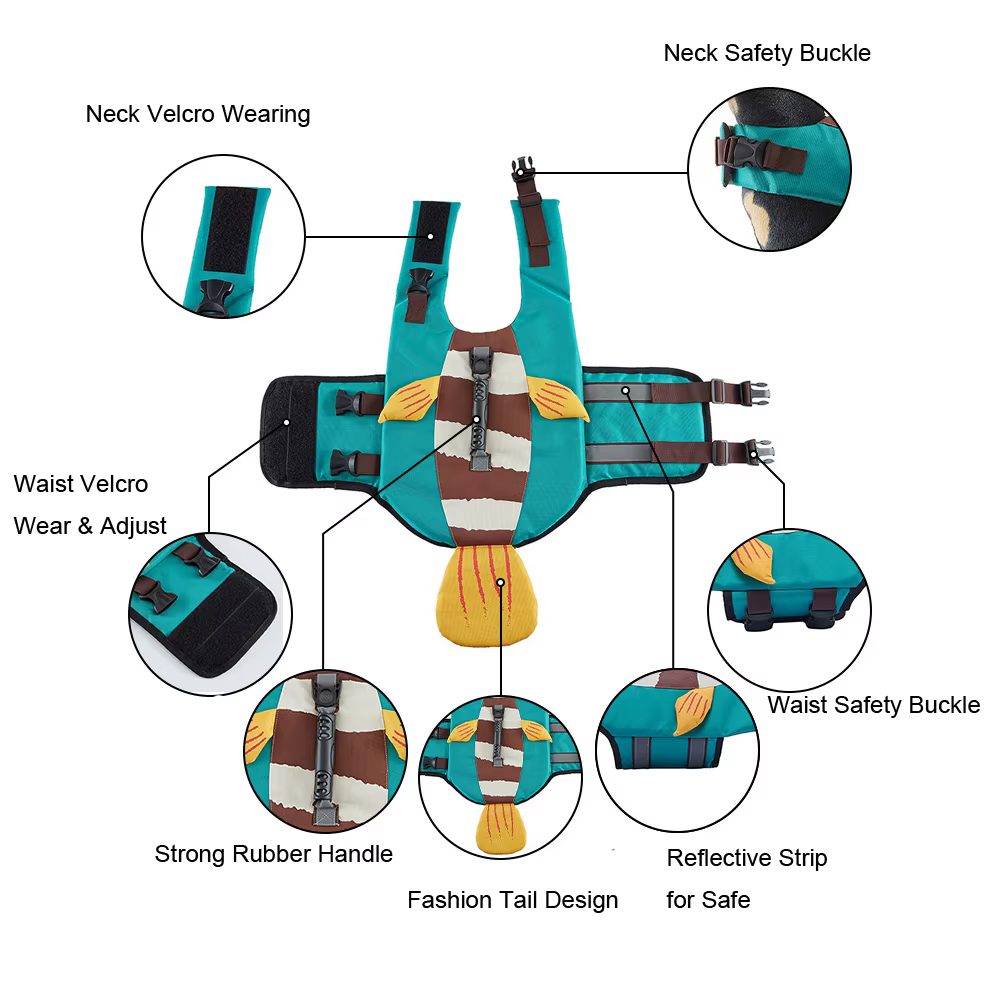 Gilet de flottaison pour chien, gilet de sauvetage pour la natation, gilets de flottaison, haute flottabilité, requin, animal de compagnie, glace de sécurité, petits, moyens et grands chiens