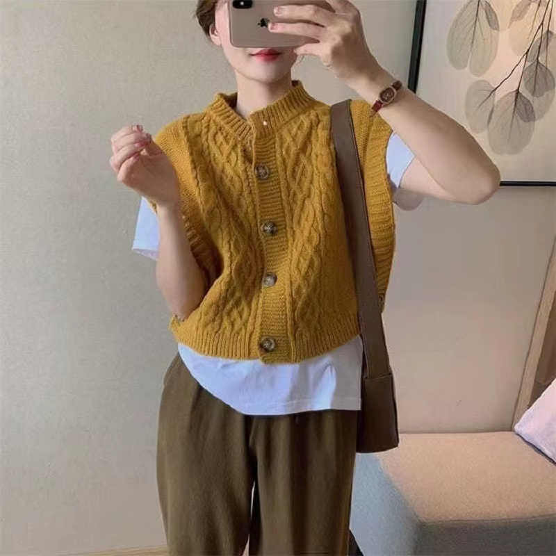 Gilet cardigan tricoté à boutons pour femme 2026