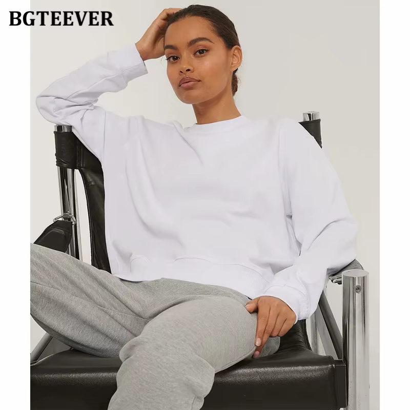 Pull à Manches sulfet Col Rond pour Femme