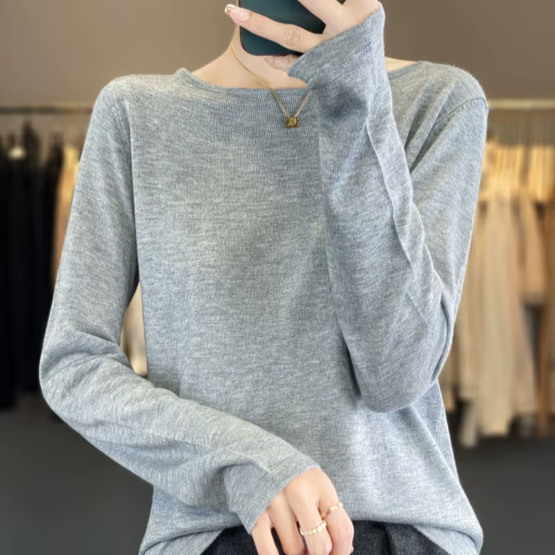 Pull en mélange de laine pour femme, pull à la mode, col un mot, manches longues, haute qualité, doux et soyeux, nouveau, 2025