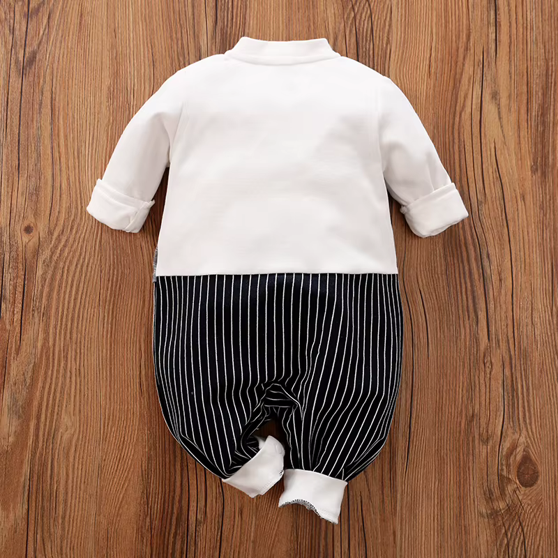 Combinaison gentleman à carreaux pour nouveau-né, vêtements confortables et doux, glaçure à carreaux, manches longues, combinaison bébé, printemps et automne, 0-18
