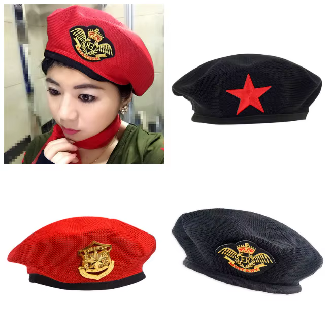 Chapeaux de Cosplay pour Spectacles de Danse Marin, Bérets, Chapeaux de Marin à Emblème Étoile, Casquettes Militaires Trilby pour Enfants, Adultes, Hommes et Femmes