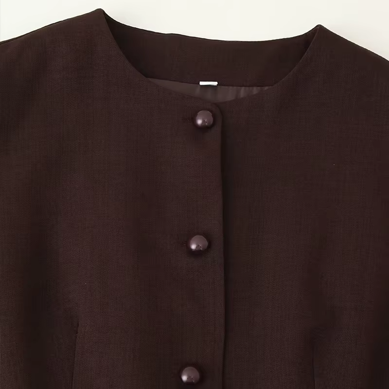 Nouveau Gilet Élégant Femme 2026 Col Rond Sans Manches Taille Cintrée Gilet Tendance Femme Tenue Formelle Superposée Trafizaran