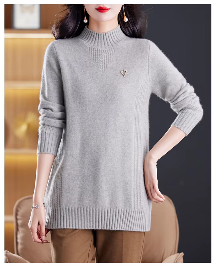 Pull femme nouveau élégant col roulé chaud Pollovers Blouse tricot dames