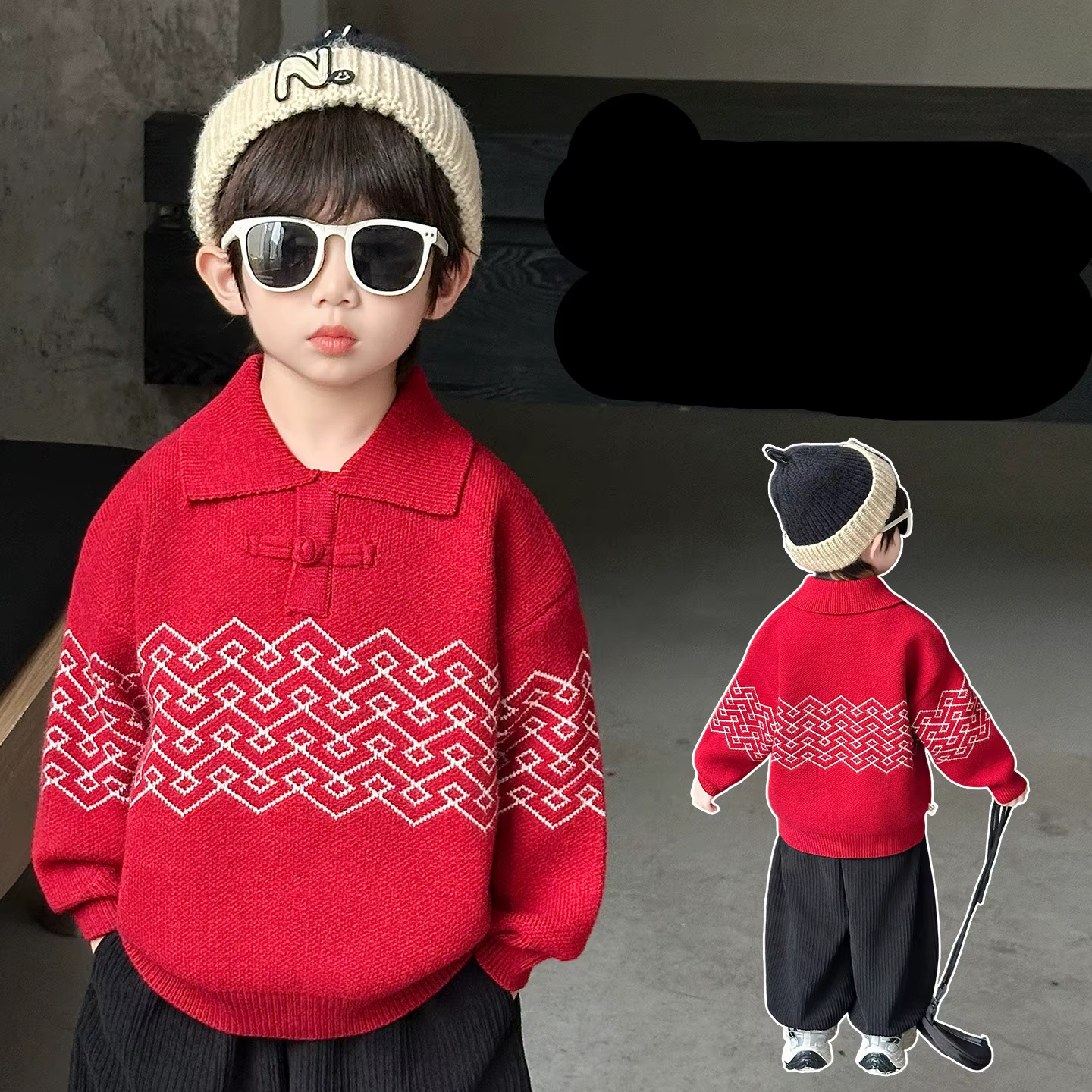 Élégant bébé garçon couleur rouge col rabattu pull enfant en bas âge nouveau printemps tricoté vêtements enfants mode tricots âge 2-11 ans