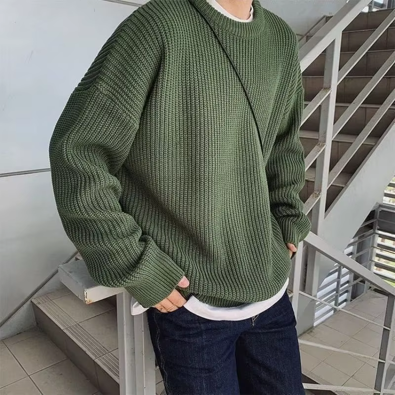 Pull tricoté à col rond pour hommes, pull coréen épais, vêtements d'automne et d'hiver, nouveau, 2025