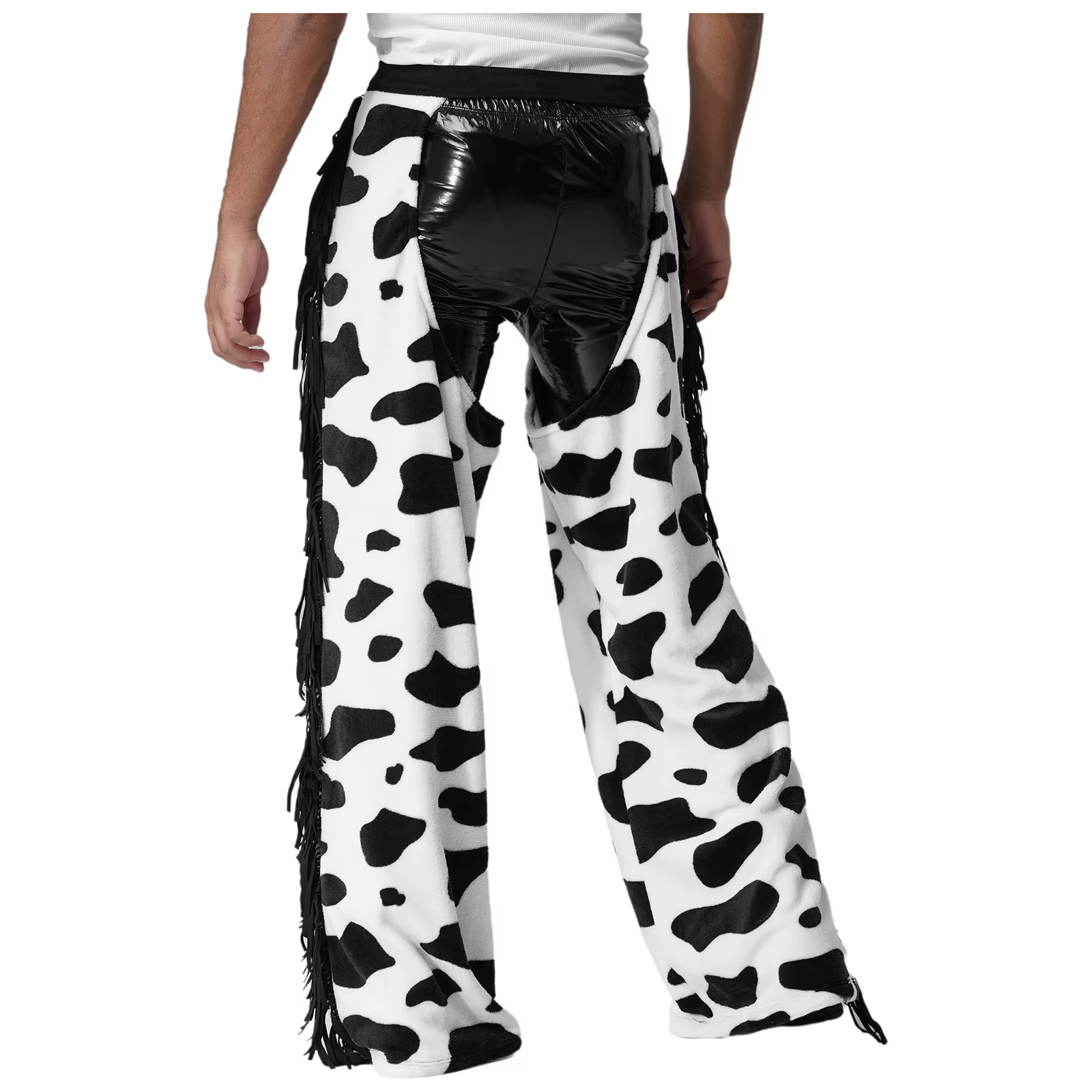Costume de cosplay de cowboy western rétro pour homme, gilet en flanelle à imprimé vache, pantalon de motard, bandana, tenues d'Halloween