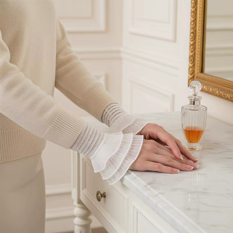 Manchettes décoratives pour femme en dentelle florale au crochet ajourée, brodées, à volants et à revers, élastiques, pour le maintien des poignets au chaud