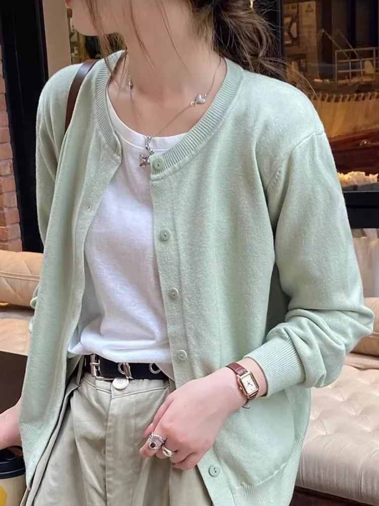 Cardigan pour femme en coton polyester, style coréen, coupe ajustée, décontracté, automne hiver, simple boutonnage, occasion spéciale