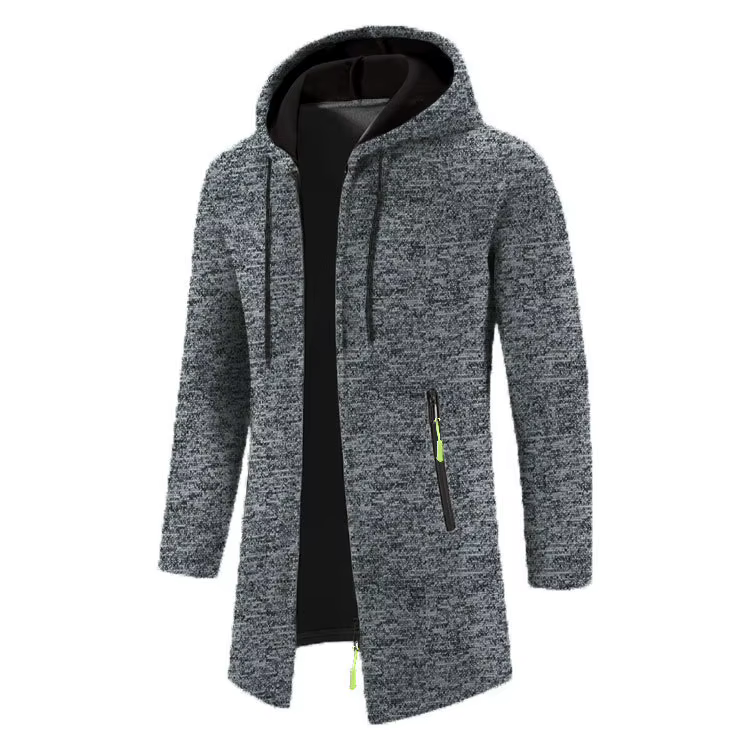 Sweat-shirt à capuche pour homme, manches longues, fermeture éclair, surdimensionné, haut d'hiver, manteau, pull noir
