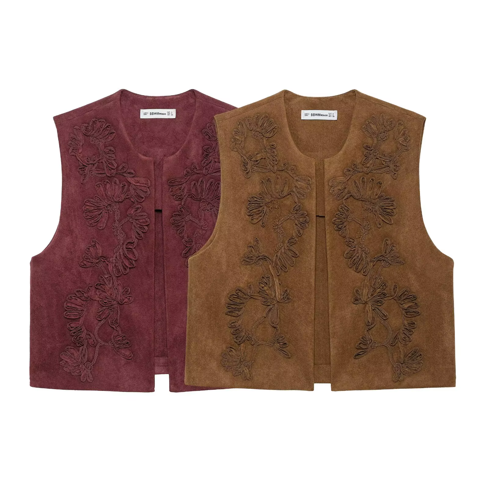 Été élégant femmes col rond broderie Design Vintage gilet haut femme solide sans manches décontracté Style de rue
