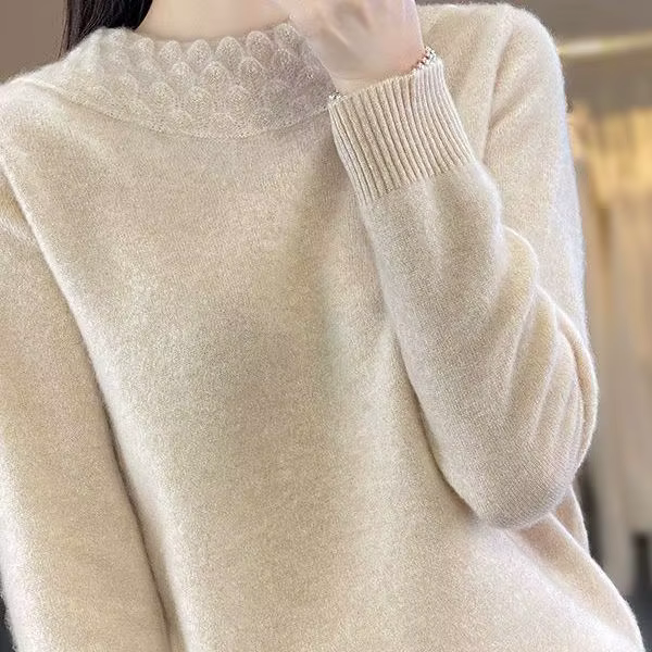 Femmes pull col rond chaud automne hiver épais tricoté corée mode chemises de fond printemps tricot pulls à manches longues haut rigide
