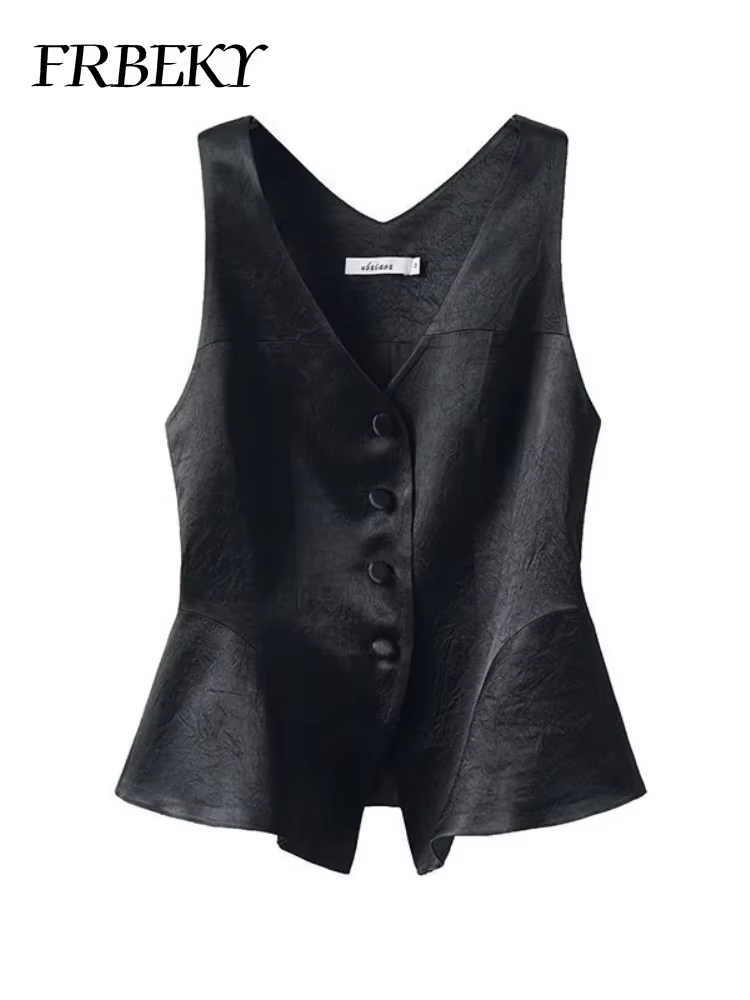 Gilet élégant en polyester pour femmes, col en V, veste de streetwear, vestes d'automne et d'hiver, pour toutes les occasions et cadeaux spéciaux