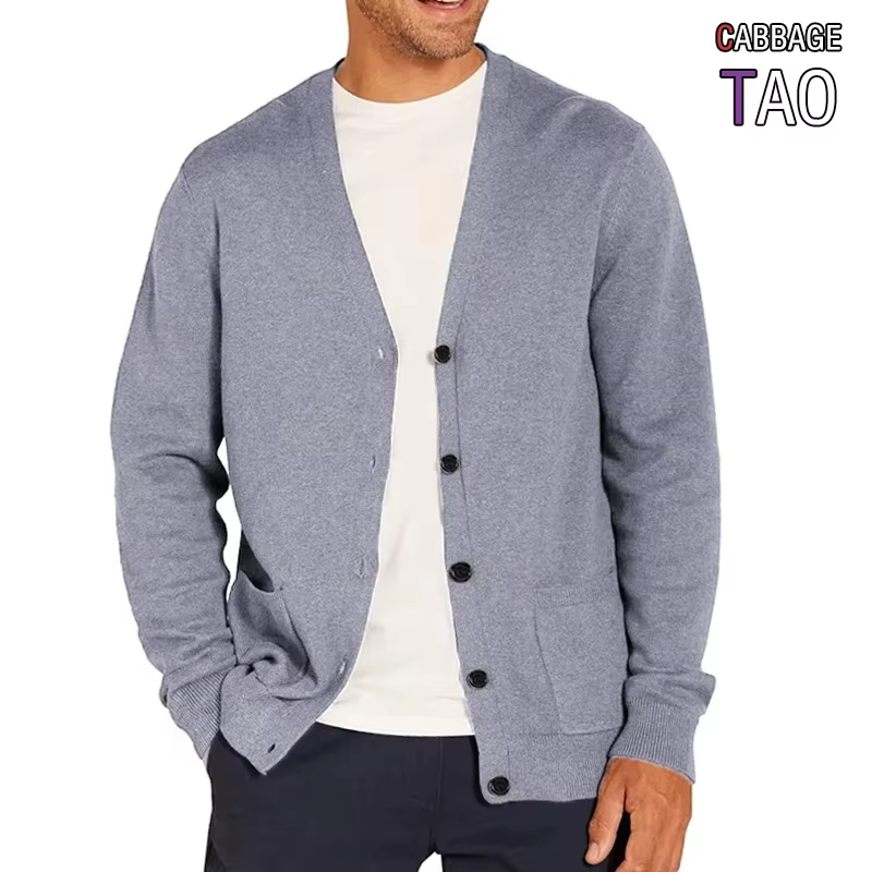 Cardigan Homme Col V Manches Longues en Maille Douce Boutonné Léger Style Oversize Décontracté Chic Veste Tricotée Hauts